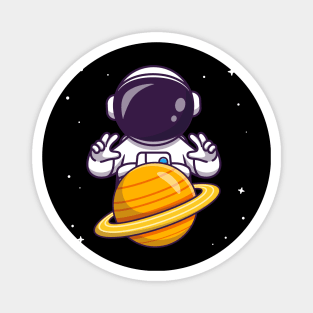 Astronaut Control Planet Cartoon Magnet